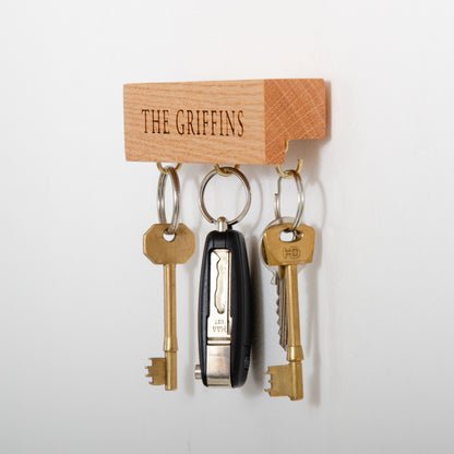 Personalised oak key ring holder