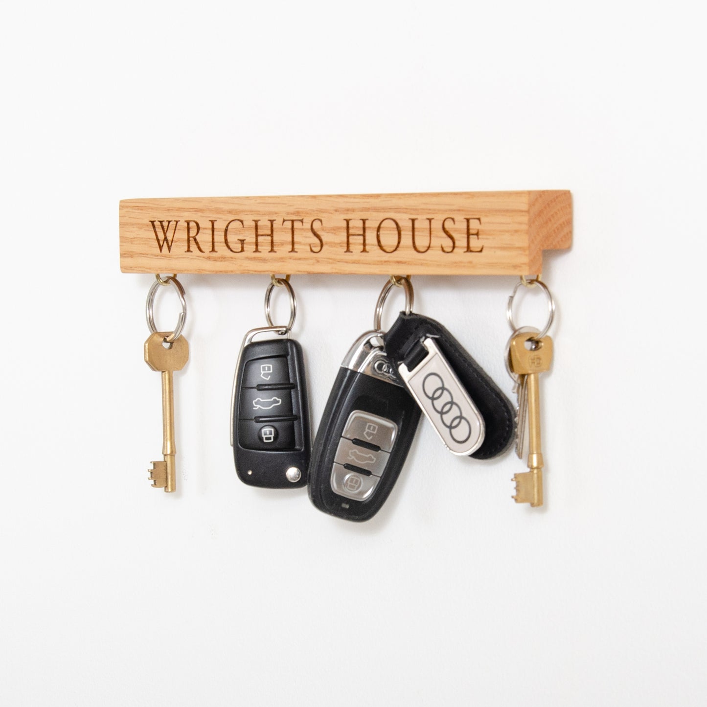 Personalised oak key ring holder