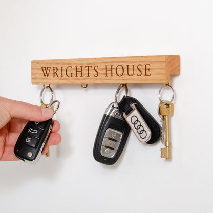 Personalised oak key ring holder