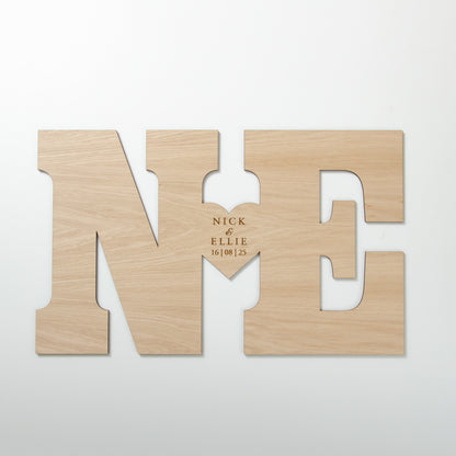 Double letter wooden guest book sign