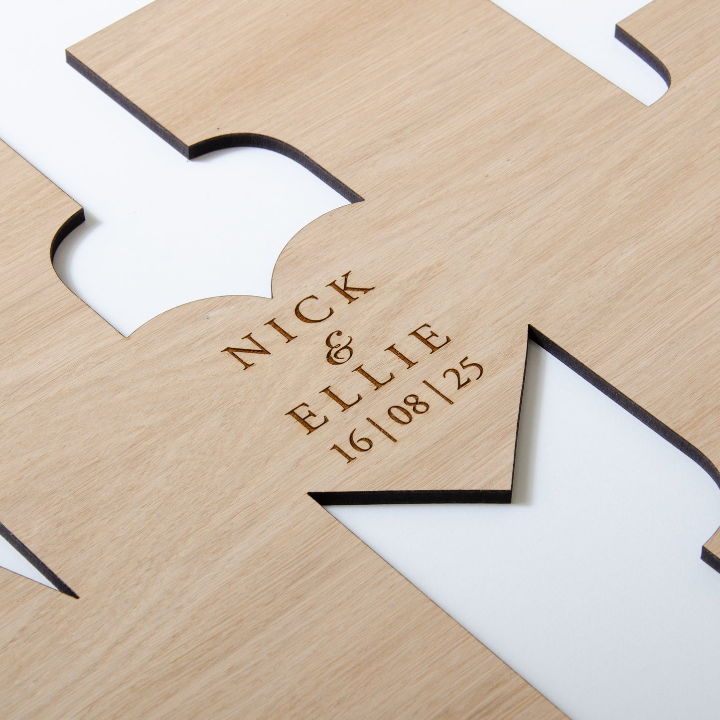 Double letter wooden guest book sign