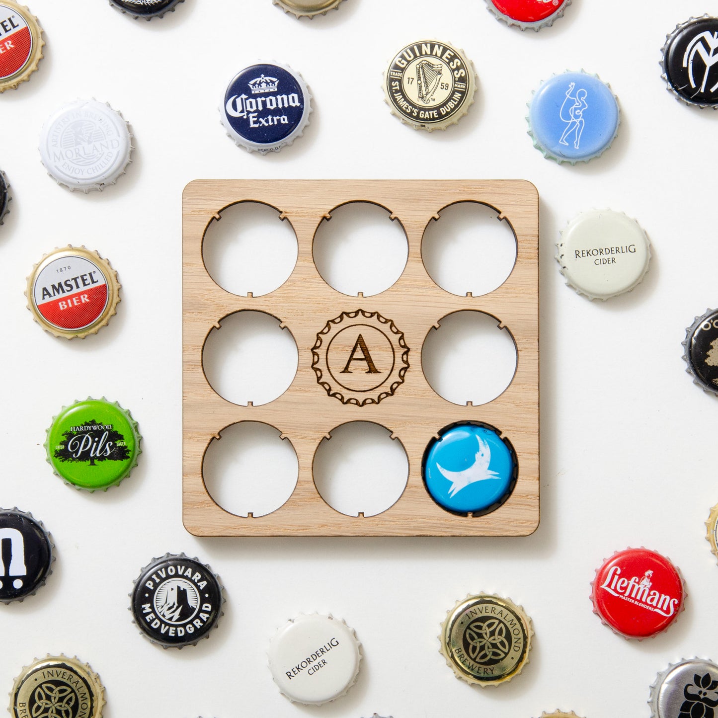 Personalised initial beer cap coaster