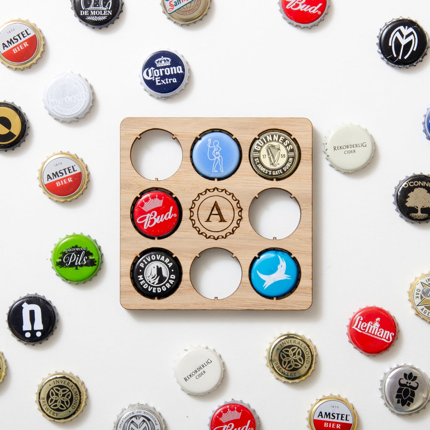 Personalised initial beer cap coaster