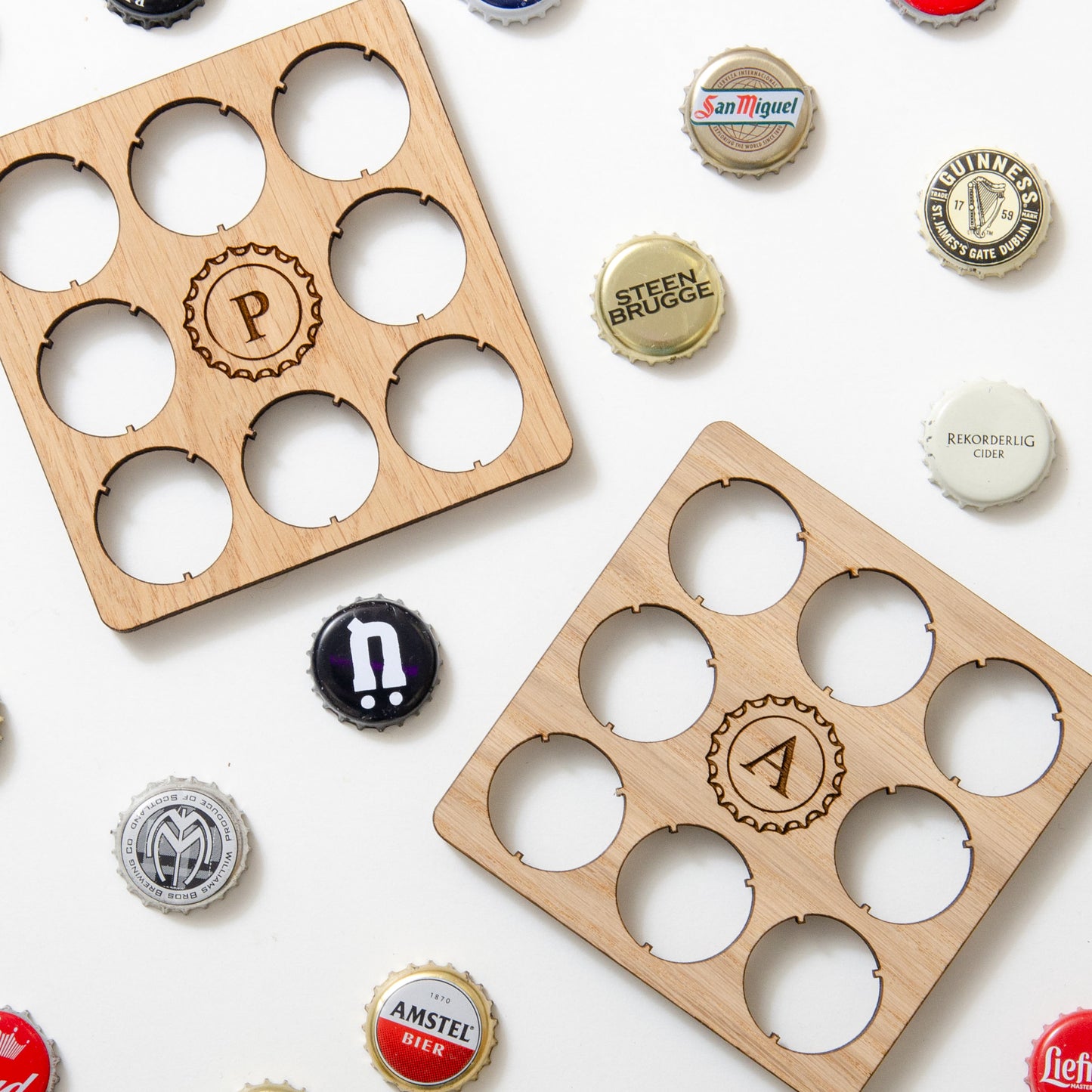 Personalised initial beer cap coaster