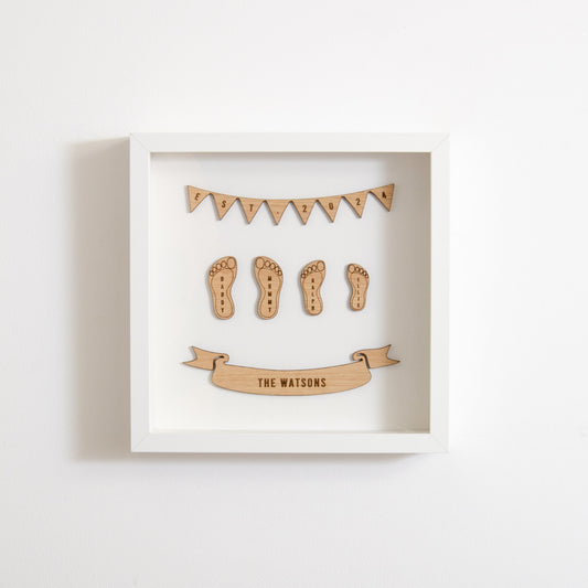 Personalised family foot print frame