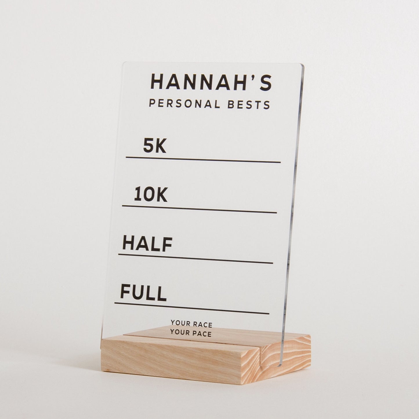 Personalised personal bests running sign