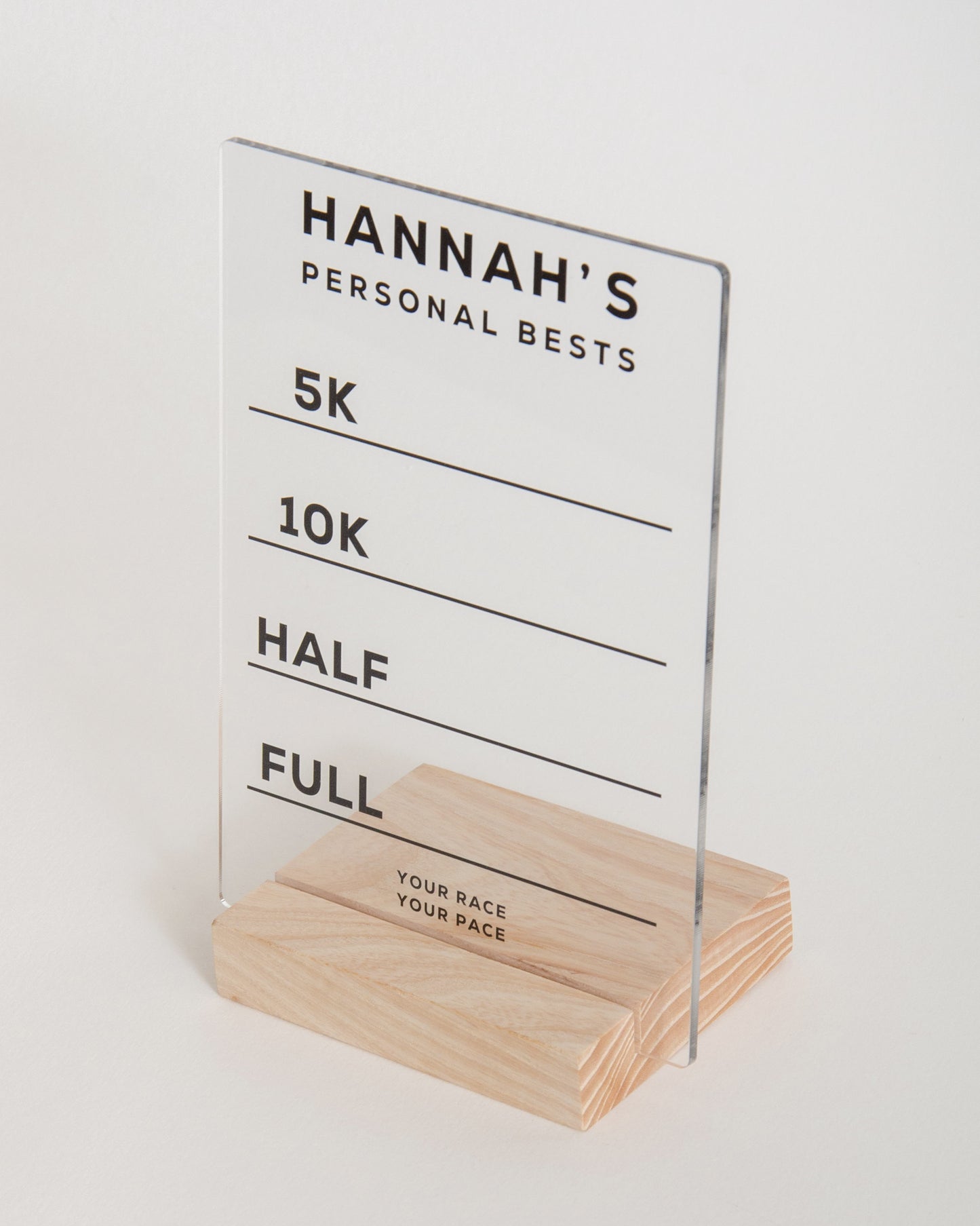 Personalised personal bests running sign