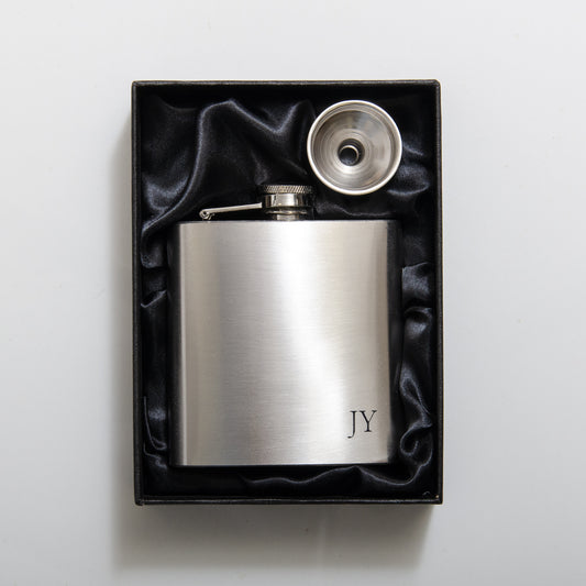 Personalised stainless steel hip flask