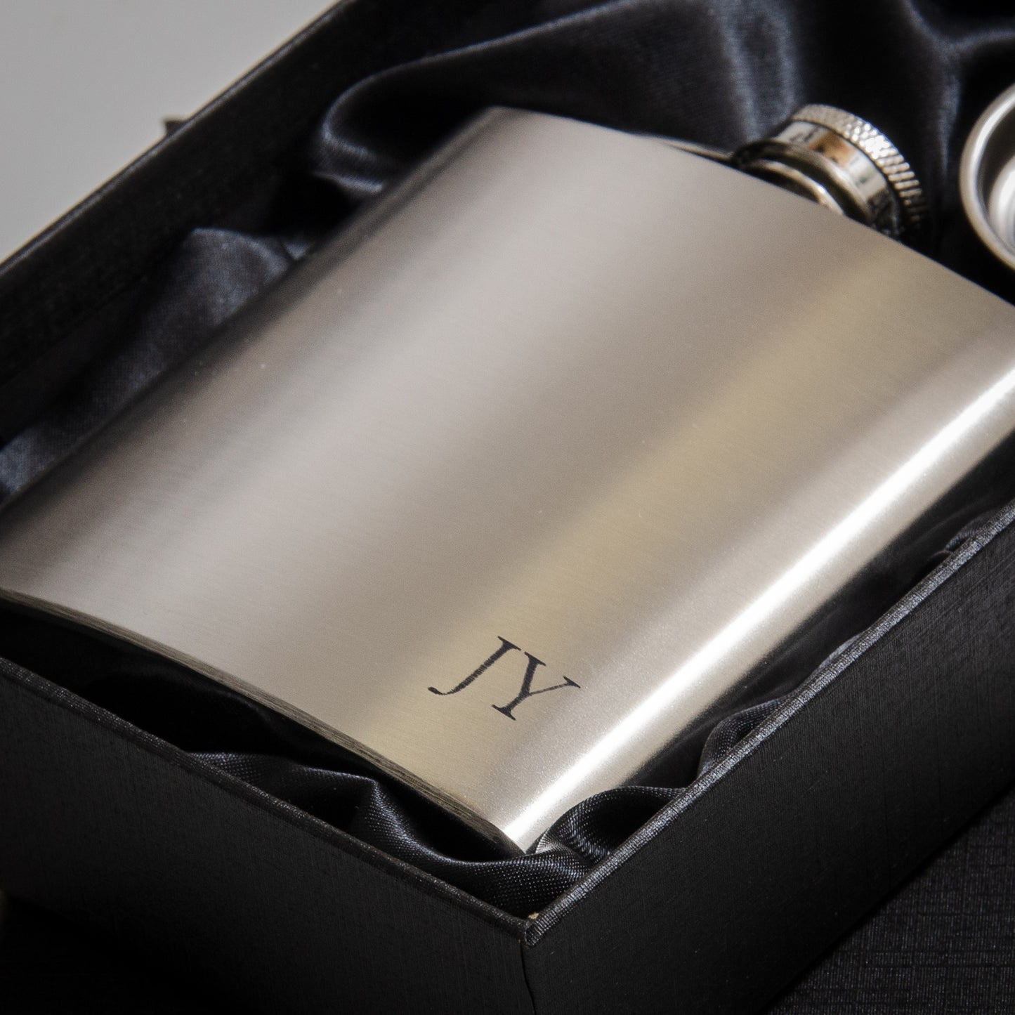 Personalised stainless steel hip flask