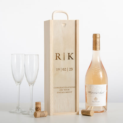 Personalised initials engaged bottle box