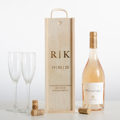 Personalised initials engaged bottle box