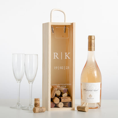 Personalised initials engaged bottle box