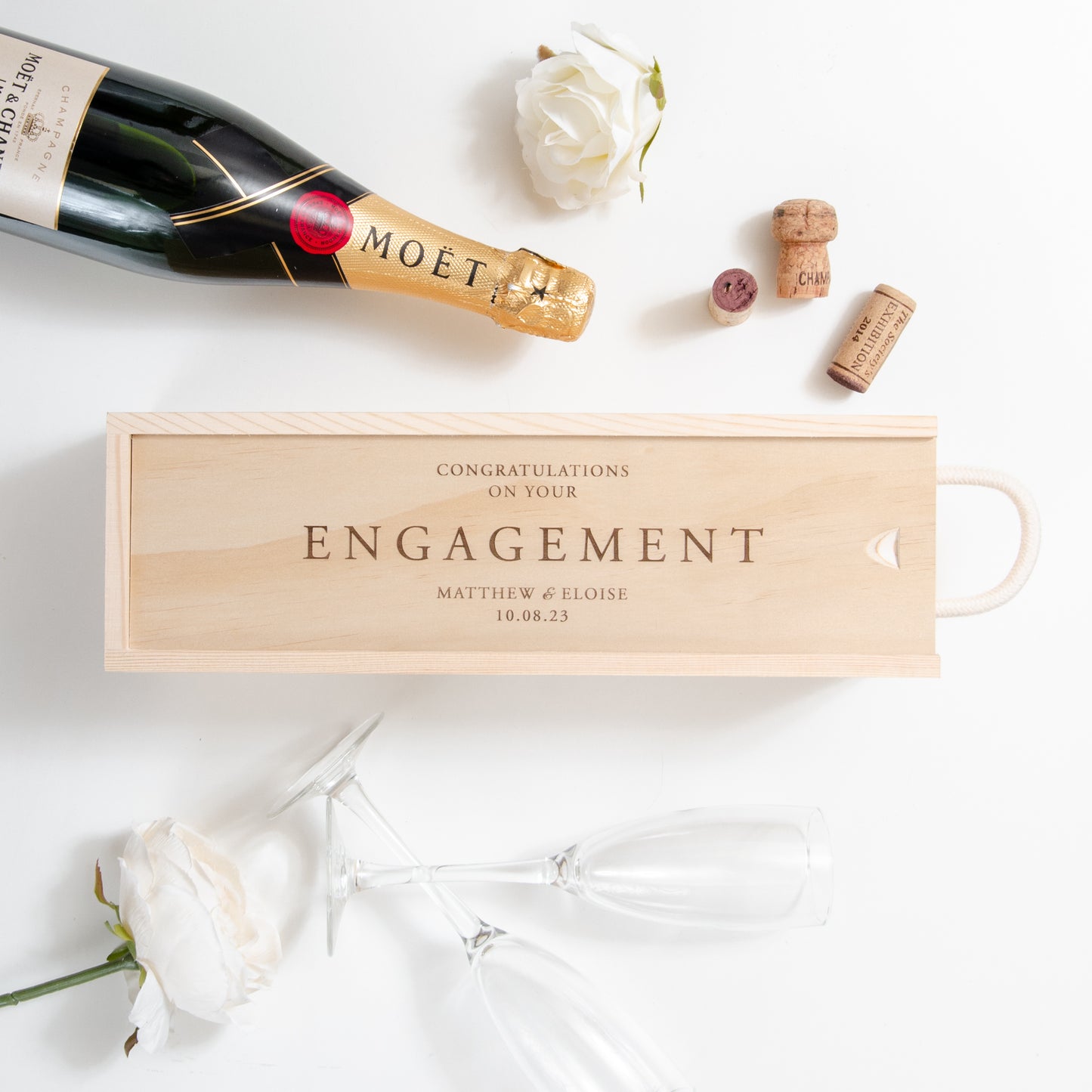 Personalised engagement bottle box - landscape