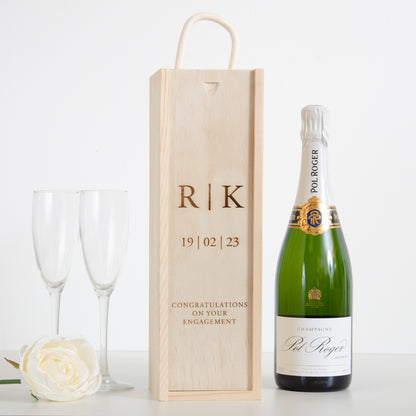 Personalised initials engaged bottle box