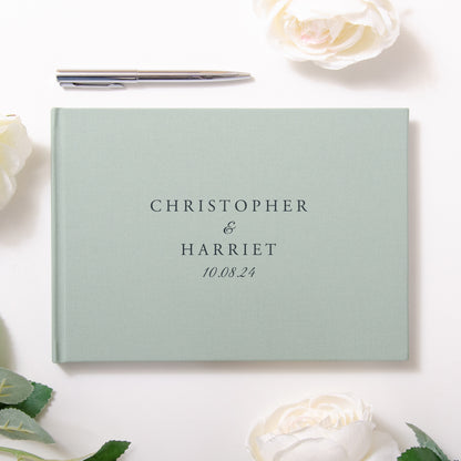 Personalised linen guest book