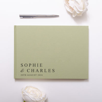 Personalised linen guest book