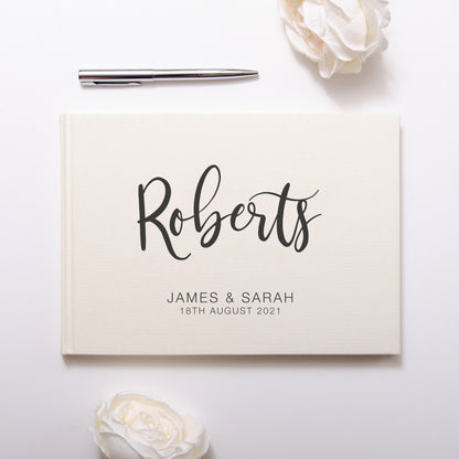 Personalised linen guest book