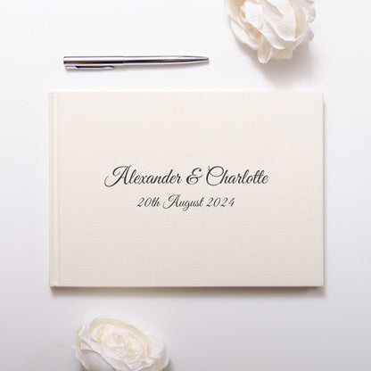 Personalised linen guest book