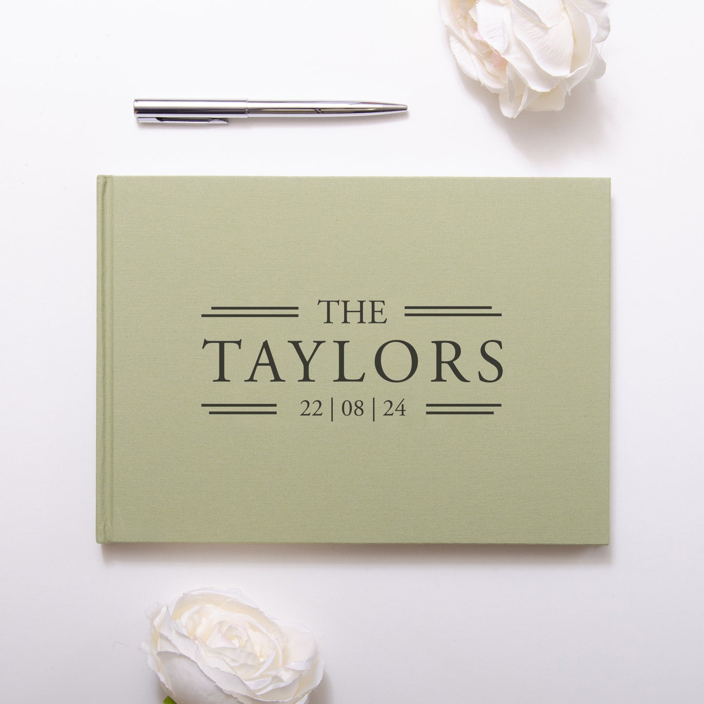 Personalised linen guest book