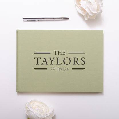 Personalised linen guest book