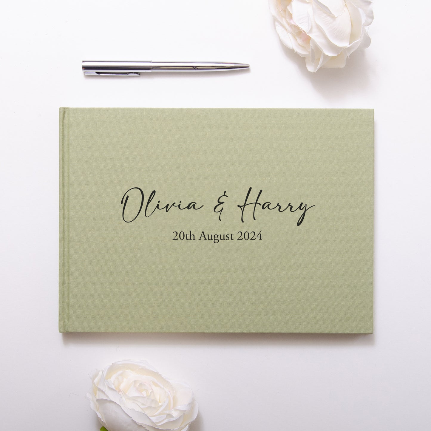 Personalised linen first names guest book