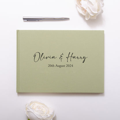 Personalised linen first names guest book