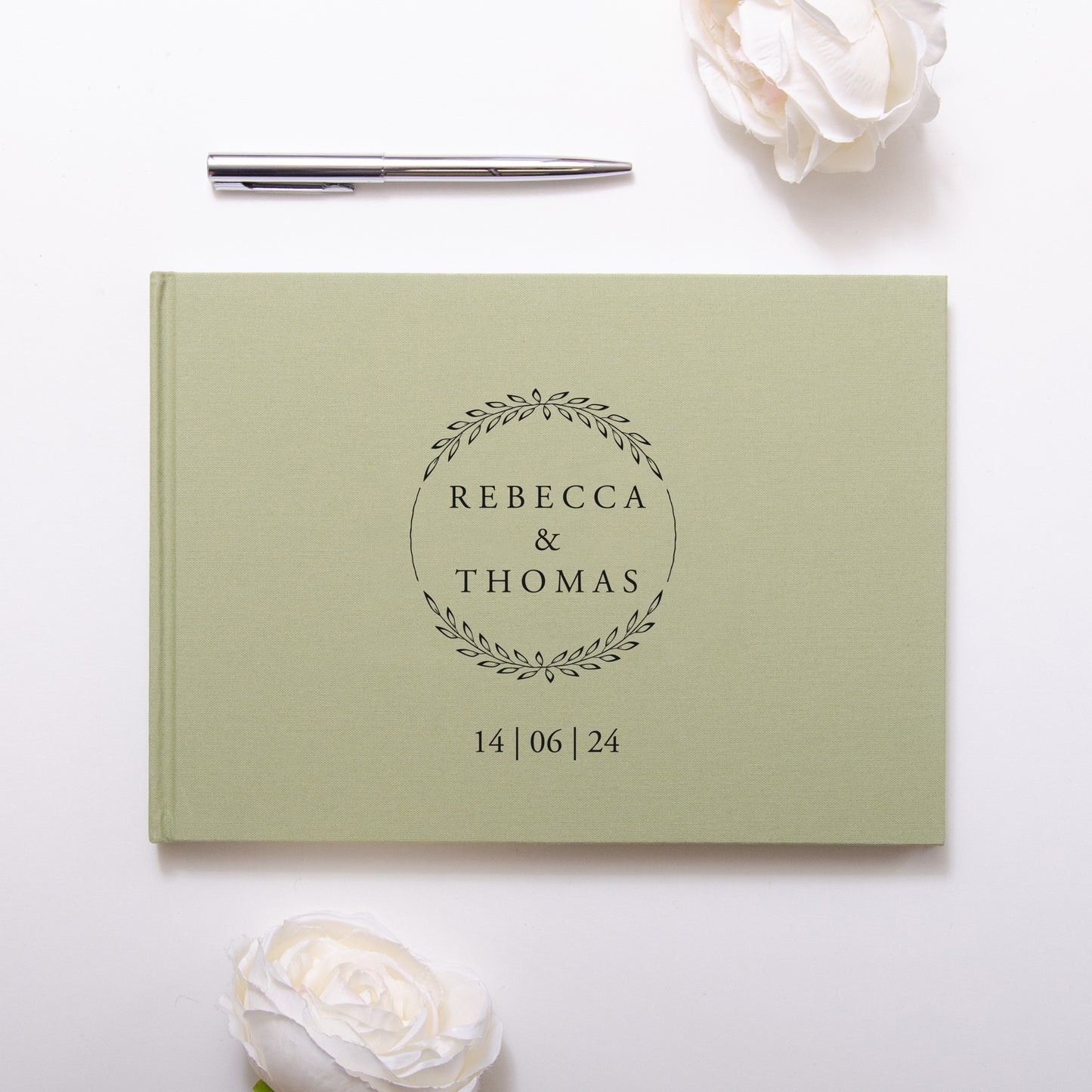 Personalised linen guest book