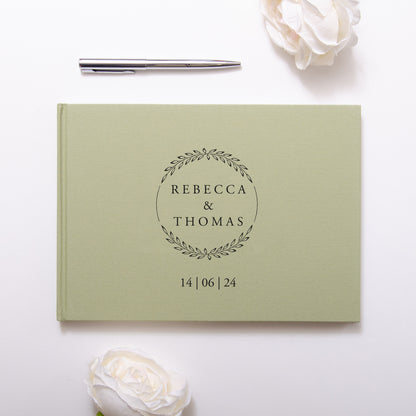 Personalised linen guest book