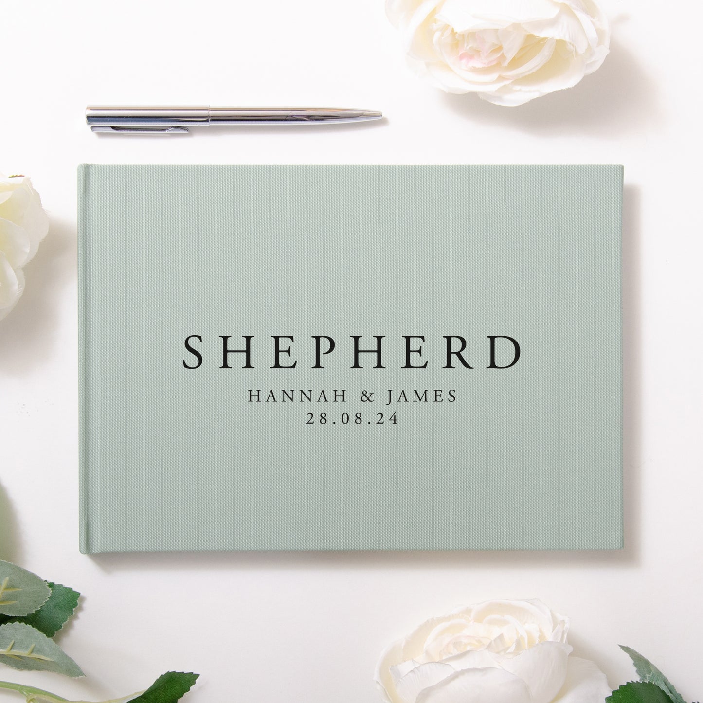 Personalised linen surname guest book