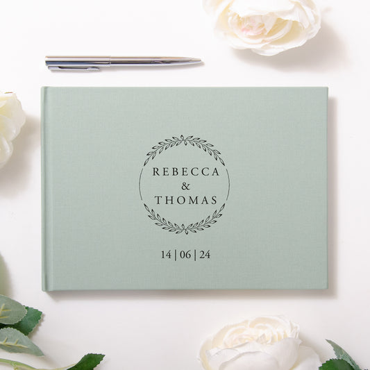 Personalised linen floral guest book