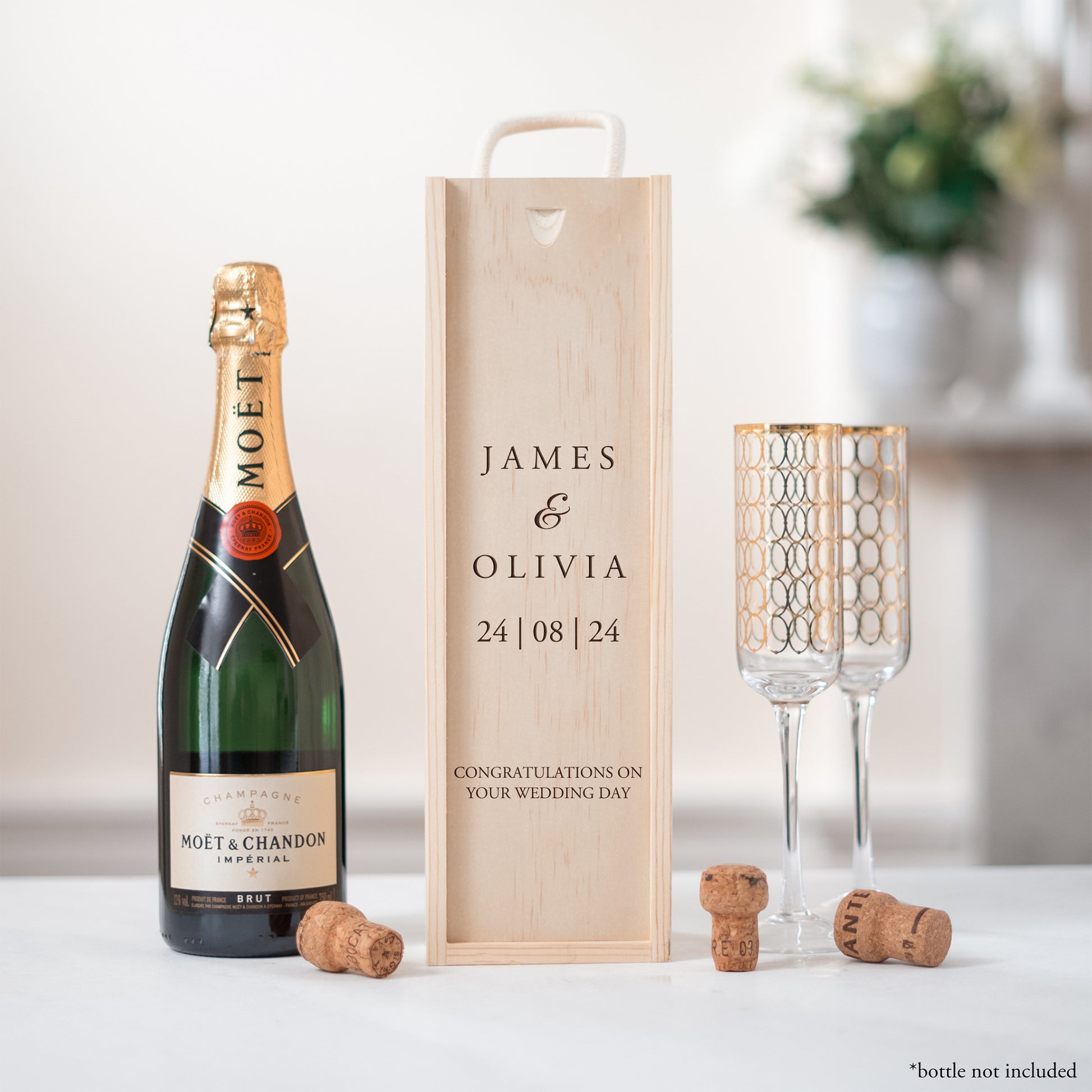 Personalised Wedding Bottle Box Personalised Engagement Wedding Gift Present Personalised Engaged Champagne Wooden Bottle Box Couple Gifts