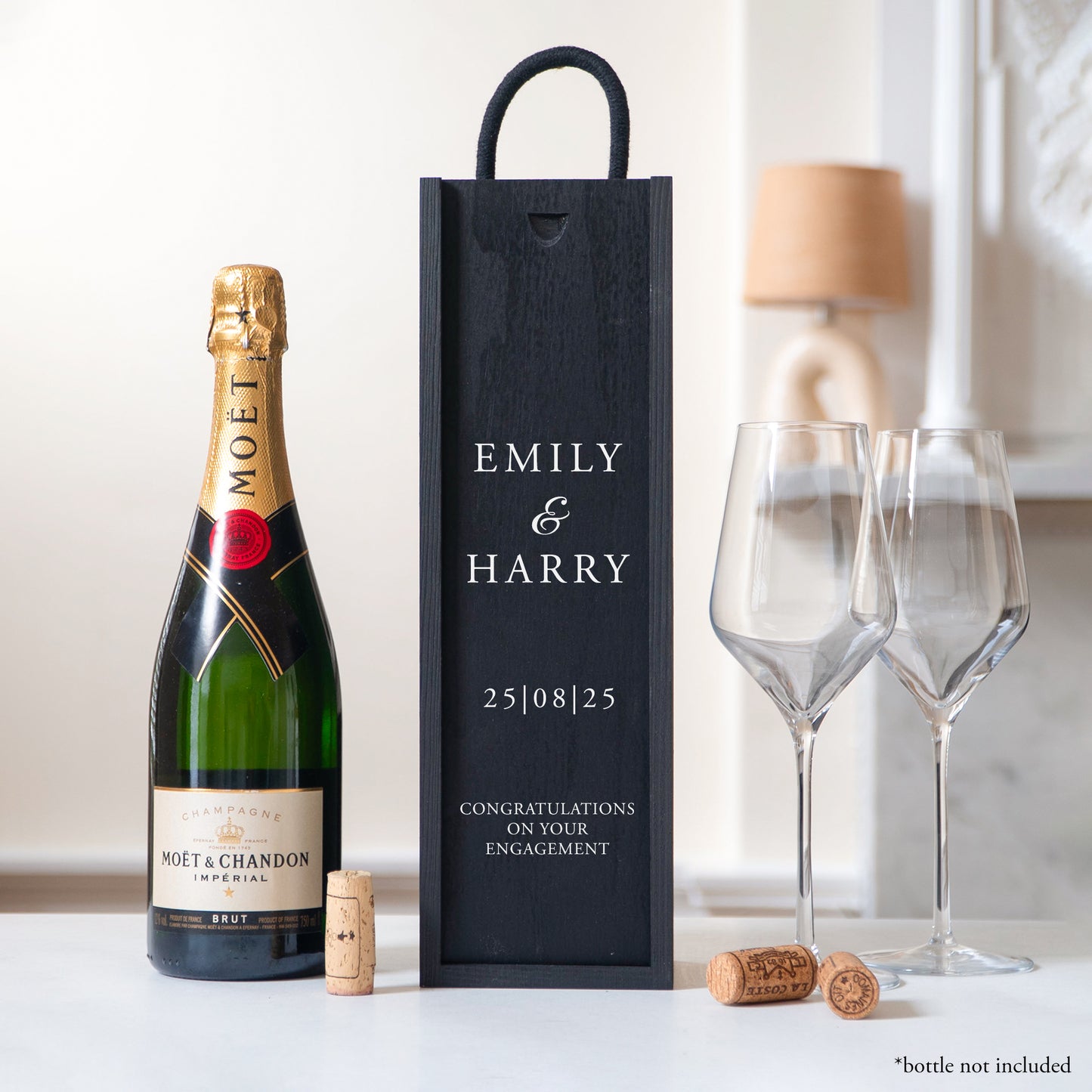 Personalised engagement black bottle box