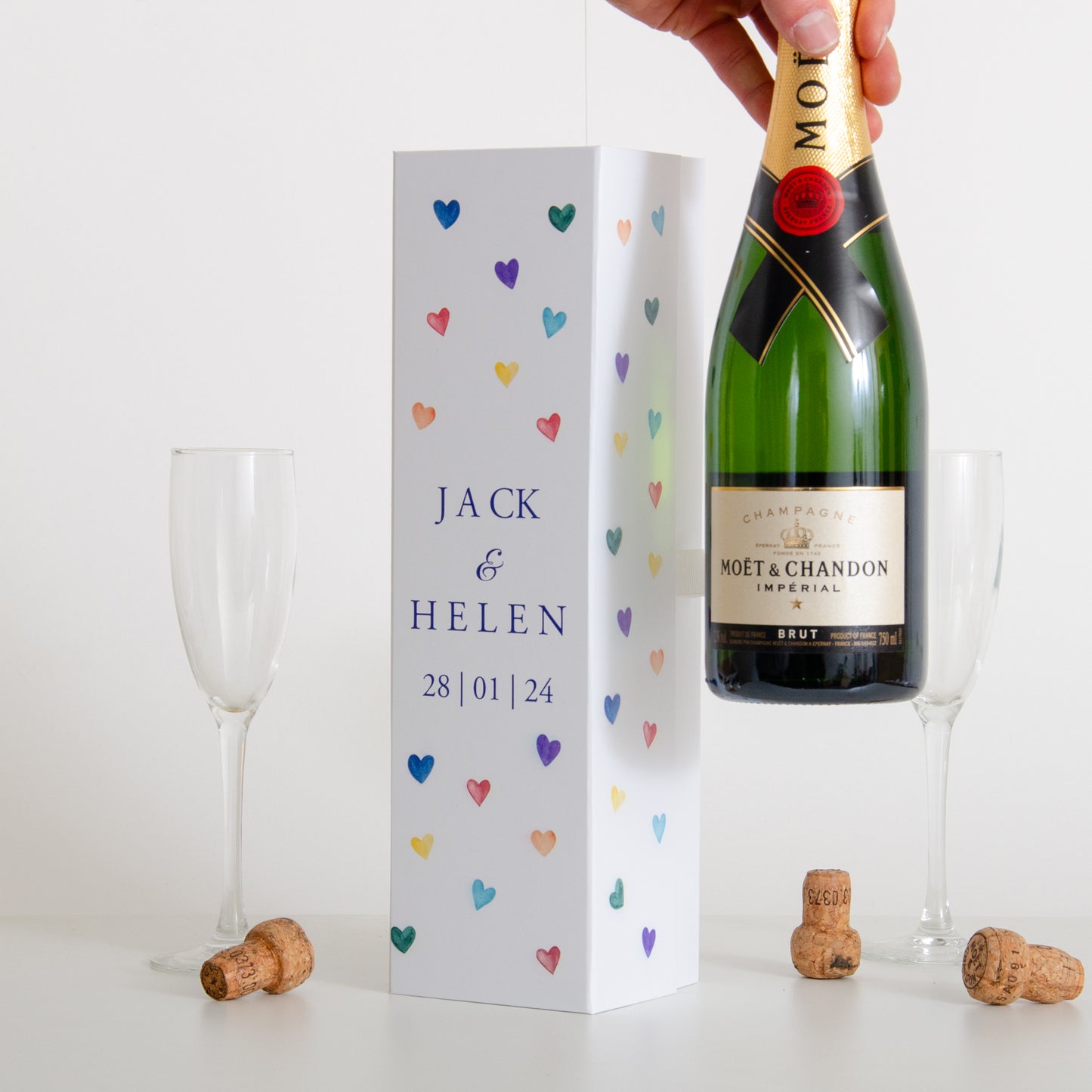 Personalised love heart bottle box