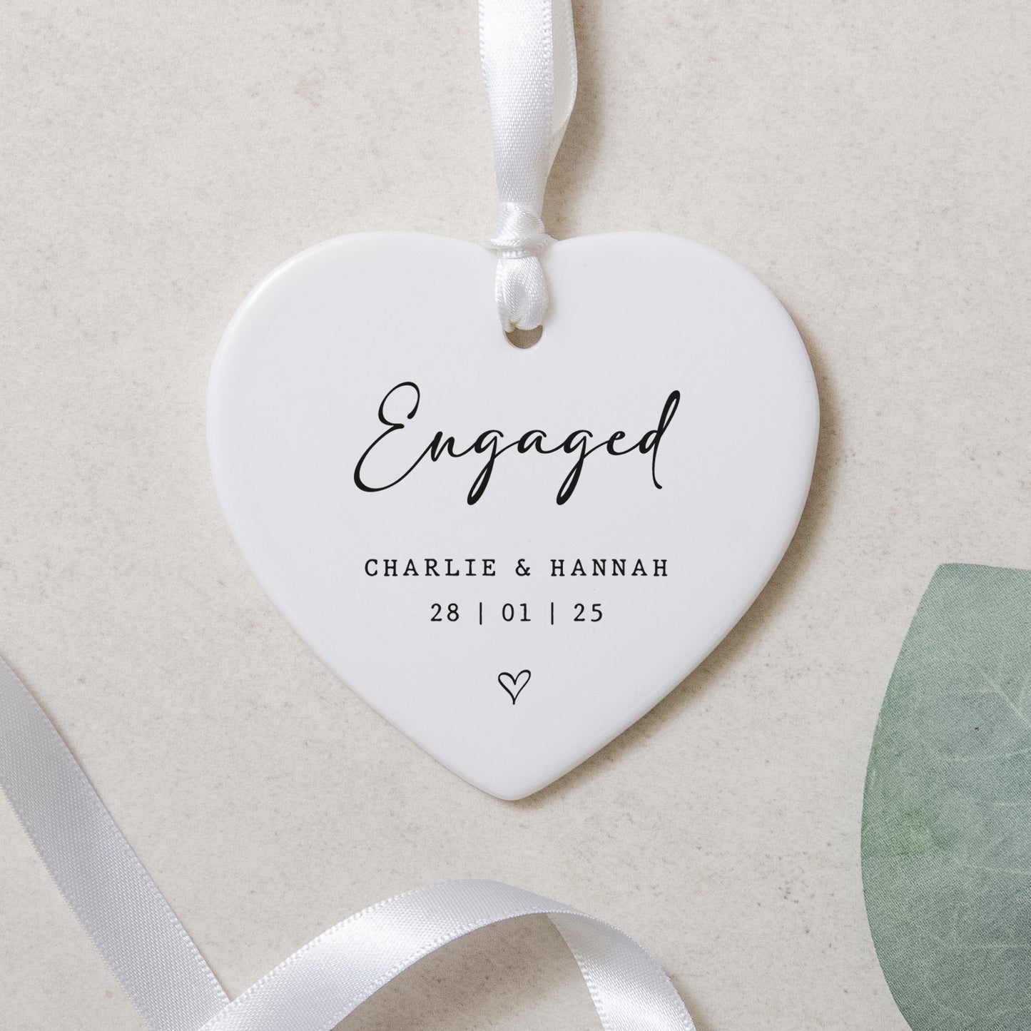 NEW! Personalised engagement love heart ornament