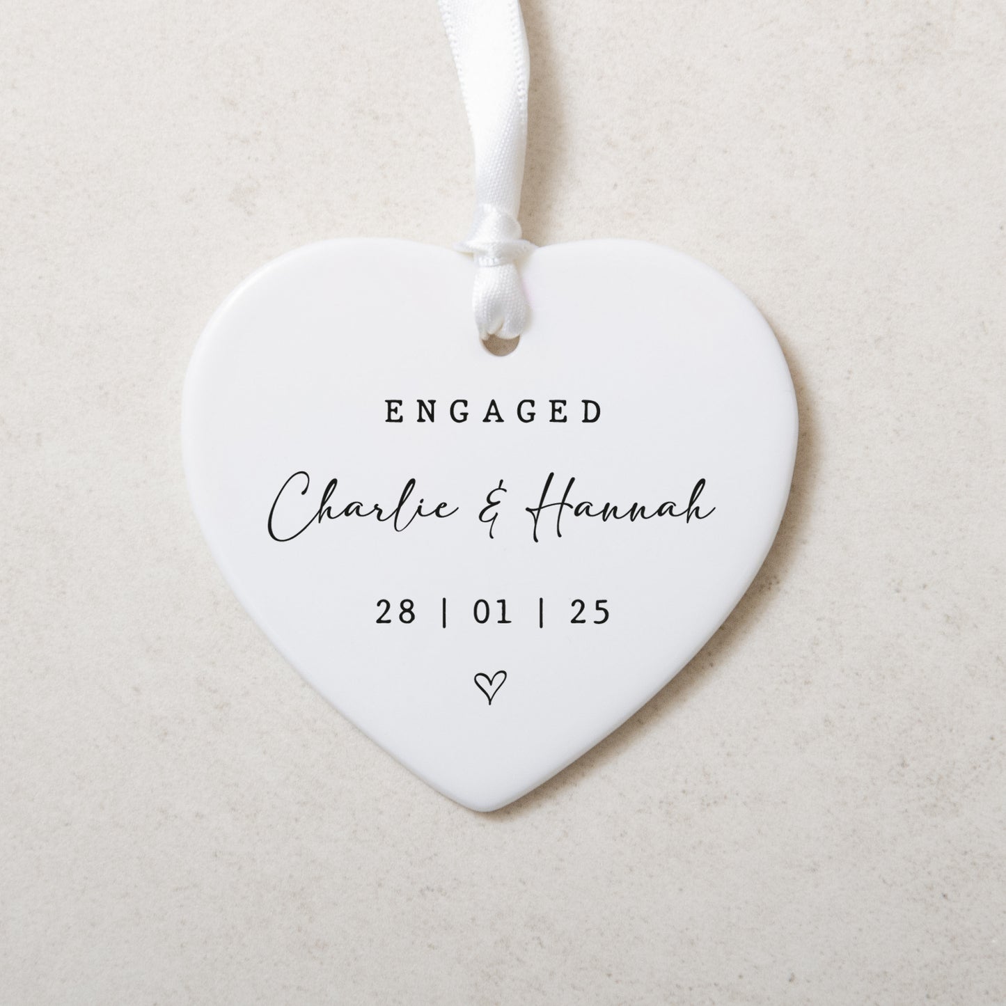 NEW! Personalised engaged heart ornament