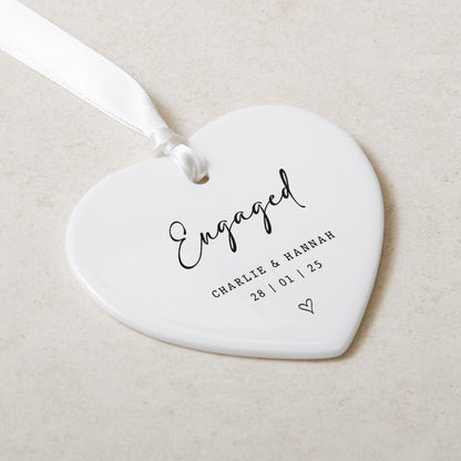 NEW! Personalised engagement love heart ornament