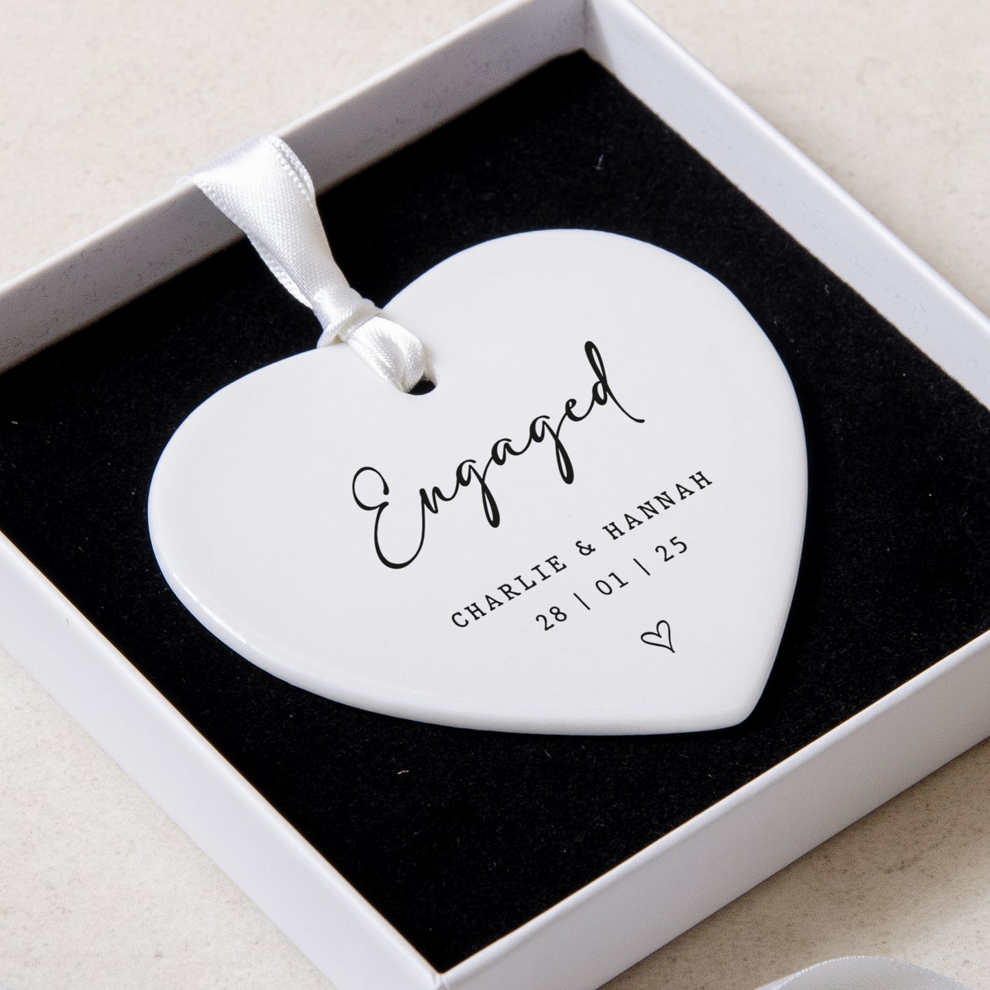 NEW! Personalised engagement love heart ornament