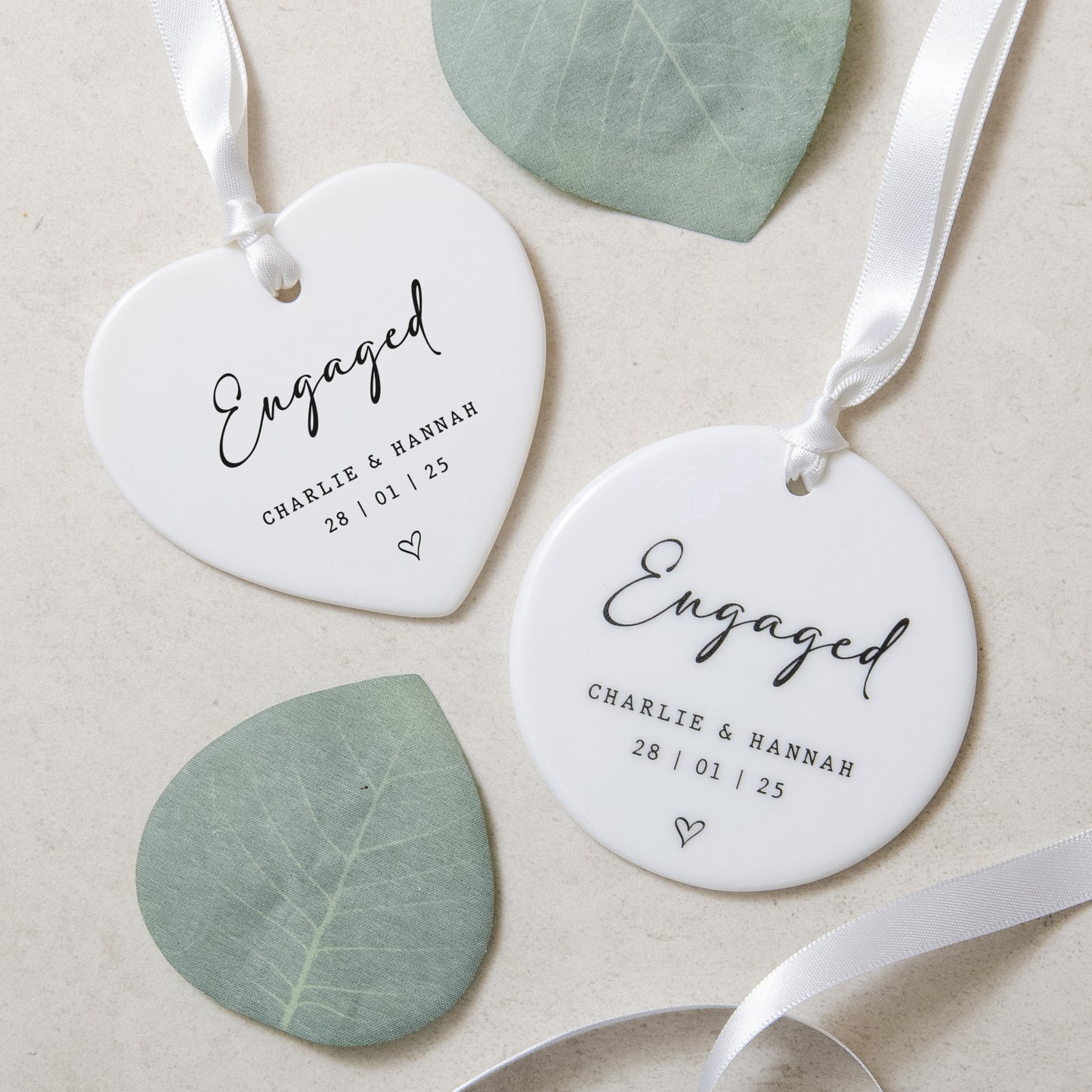 NEW! Personalised engagement love heart ornament