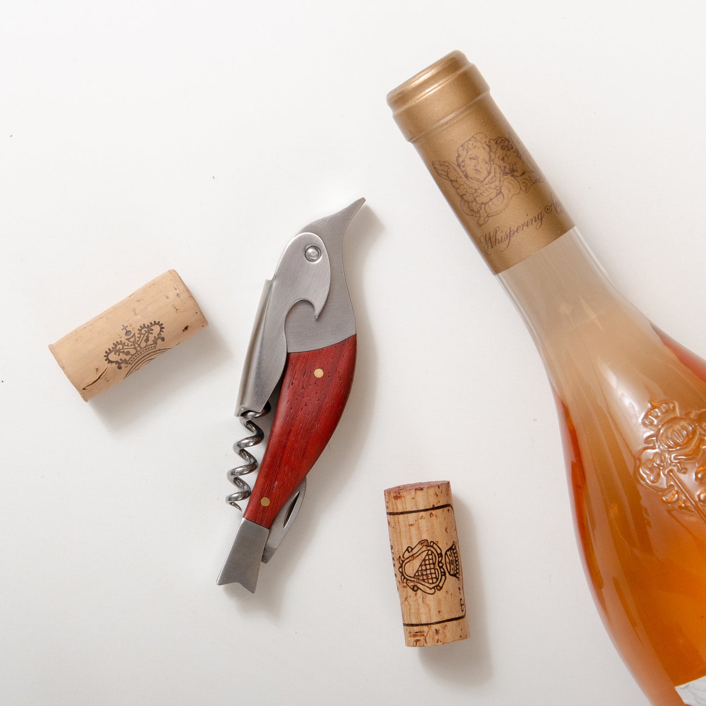 Wooden corkscrew bottle opener