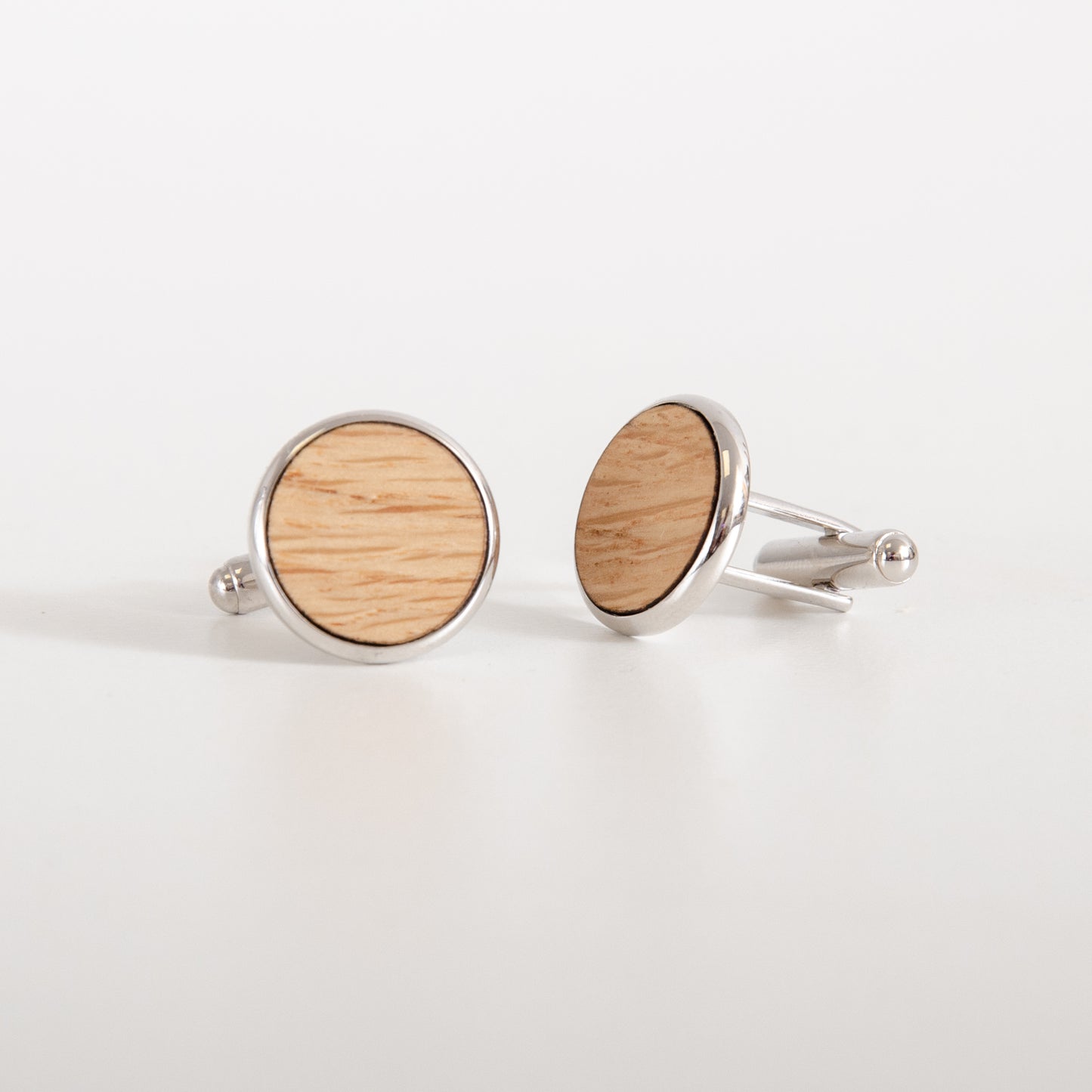 Sterling silver whisky wood cufflinks