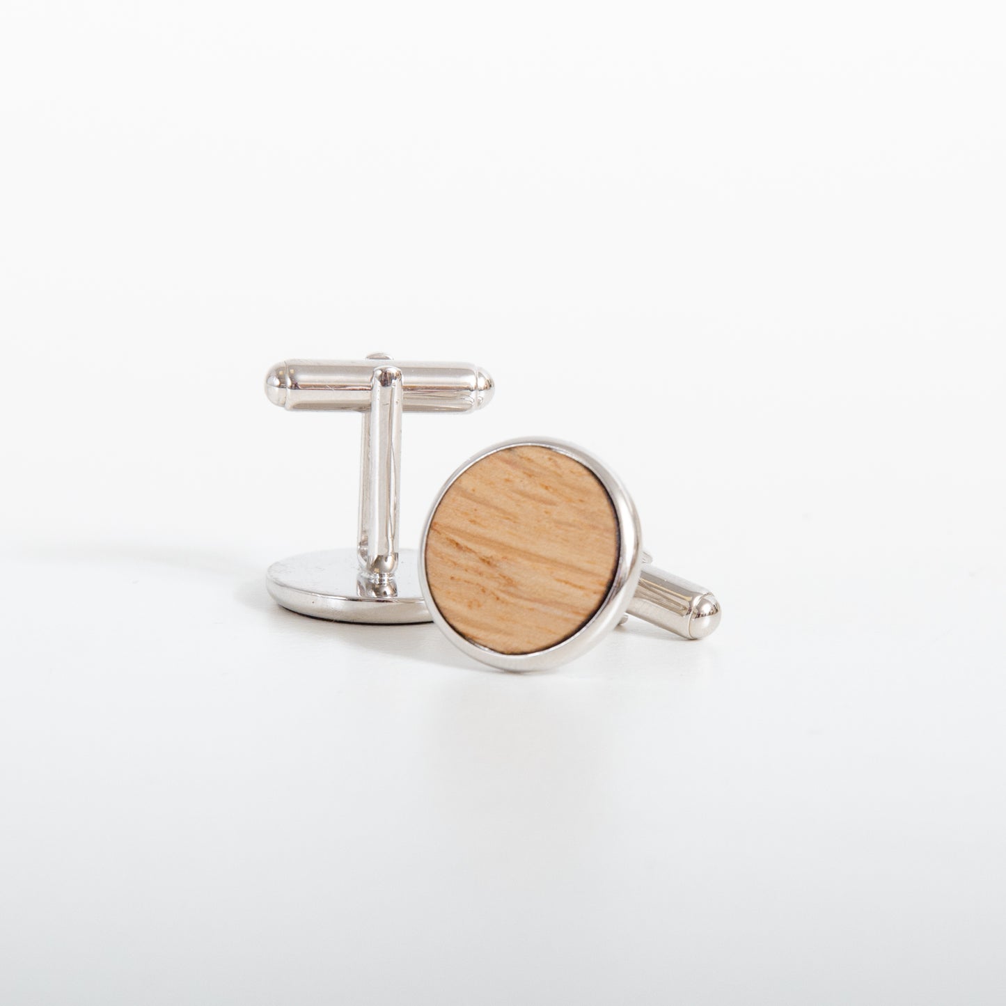 Sterling silver whisky wood cufflinks