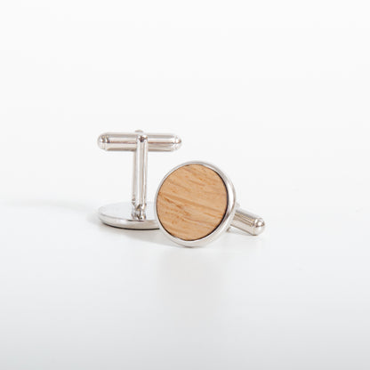 Sterling silver whisky wood cufflinks