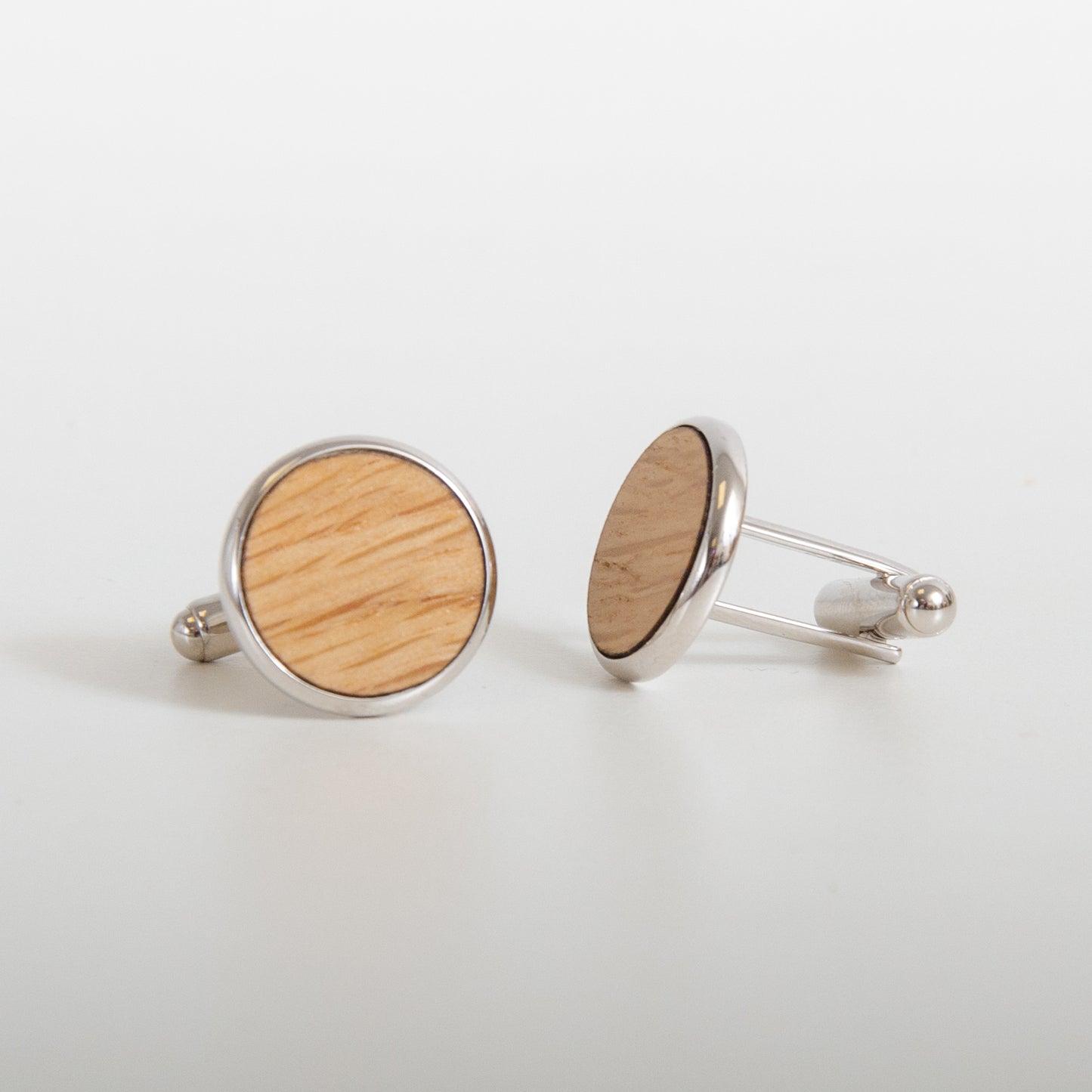 Sterling silver whisky wood cufflinks