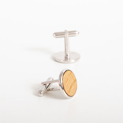 Sterling silver whisky wood cufflinks