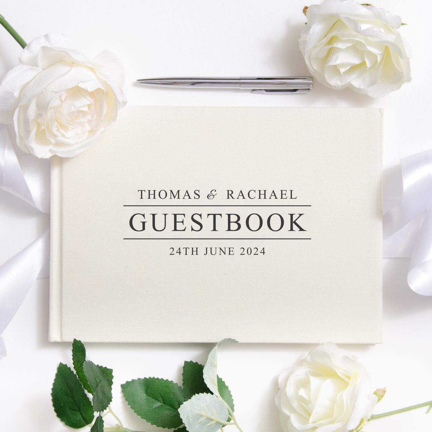 Personalised linen guest book