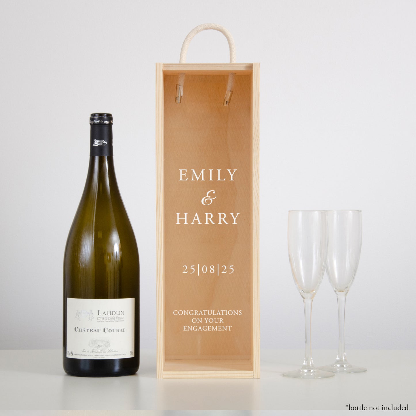 Personalised engagement magnum bottle box