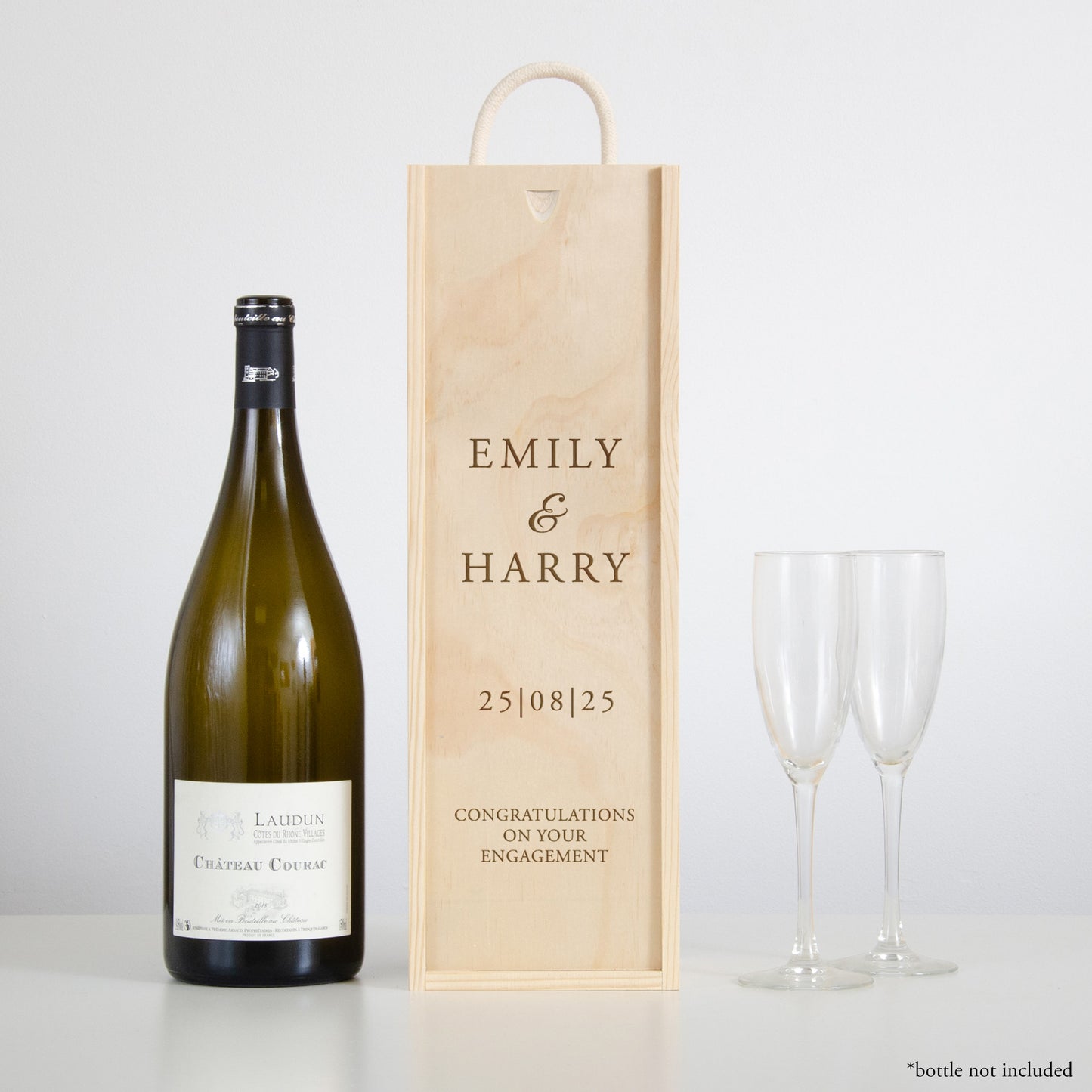 Personalised engagement magnum bottle box