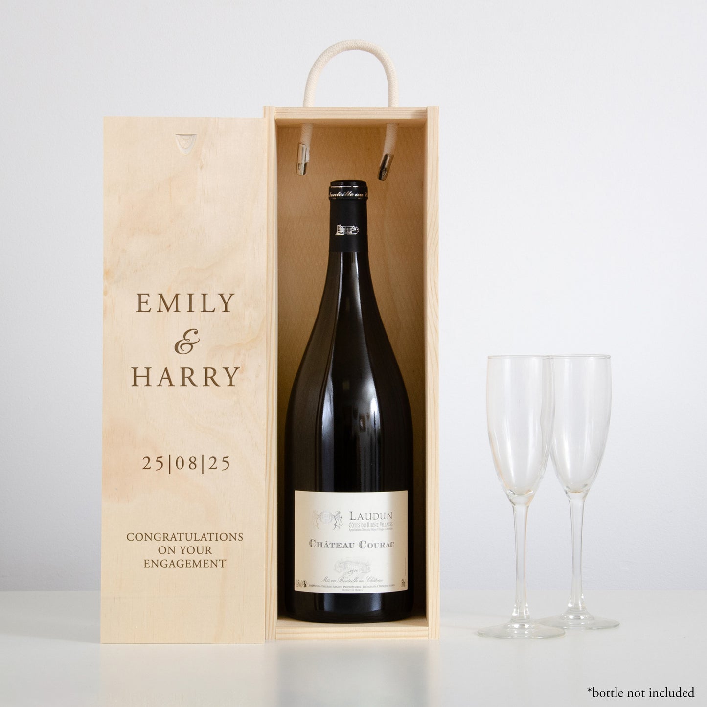 Personalised engagement magnum bottle box