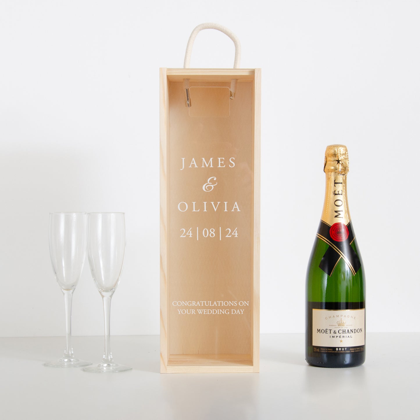 Personalised engagement magnum bottle box