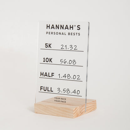 Personalised personal bests running sign